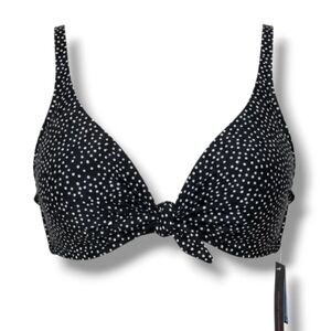 No Boundaries Juniors Black White Polka Dot Knotted Bikini Swim Top Size Small